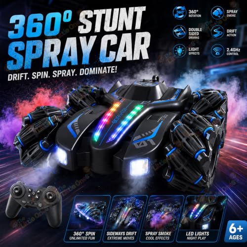 Image of The Little Ones RC Car - RC 4x4 Wheel Drive High-Speed Double Sided 2.4GHz Remote Watch Control Smoke Drift Stunt Off Road Cars 360 Rotation Toys for Kids & Adults Boys & Girls [GestureX Smart Car]