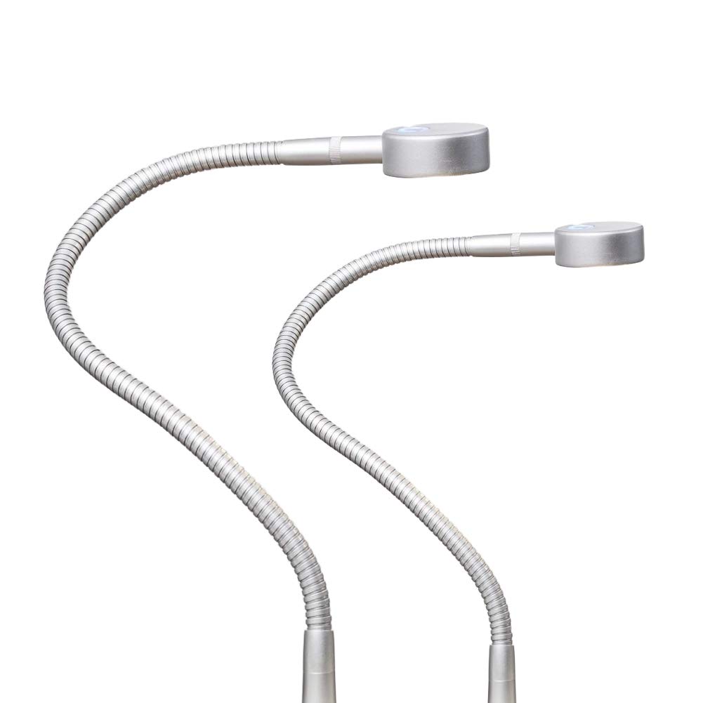 kalb Material für Möbel Lampada da letto a LED Luce da lettura Lampada da letto Lampada flessibile Interruttore touch, Colore: grigio argento/alluminio anodizzato, Dimensioni: Set da 2 pezzi