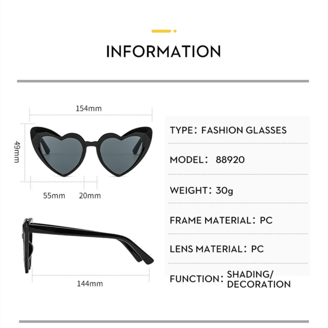 Occhiali da sole alla moda a forma di cuore, da donna, alla moda, da uomo, per viaggi e feste, protezione UV400.