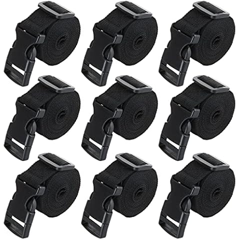 LIVTE 10 Pcs 1 Inch x 6 Feet Utility Straps with Buckle Quick-Release Adjustable Nylon Straps, Black Cover