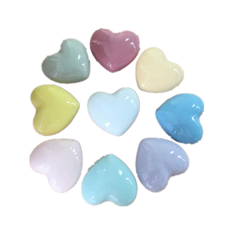 Ototon8 x Ceramic Heart Drawer Knobs Cupboard Knobs Colourful Furniture Decoration for Wardrobe Children's Bedroom