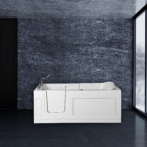 PureHaven - Bañera y Whirlpool 2 en 1 para personas mayores de 150 x 75 cm, con boquillas de masaje, puerta integrada para facilitar la entrada, bañera de asiento, superficie fácil de limpiar