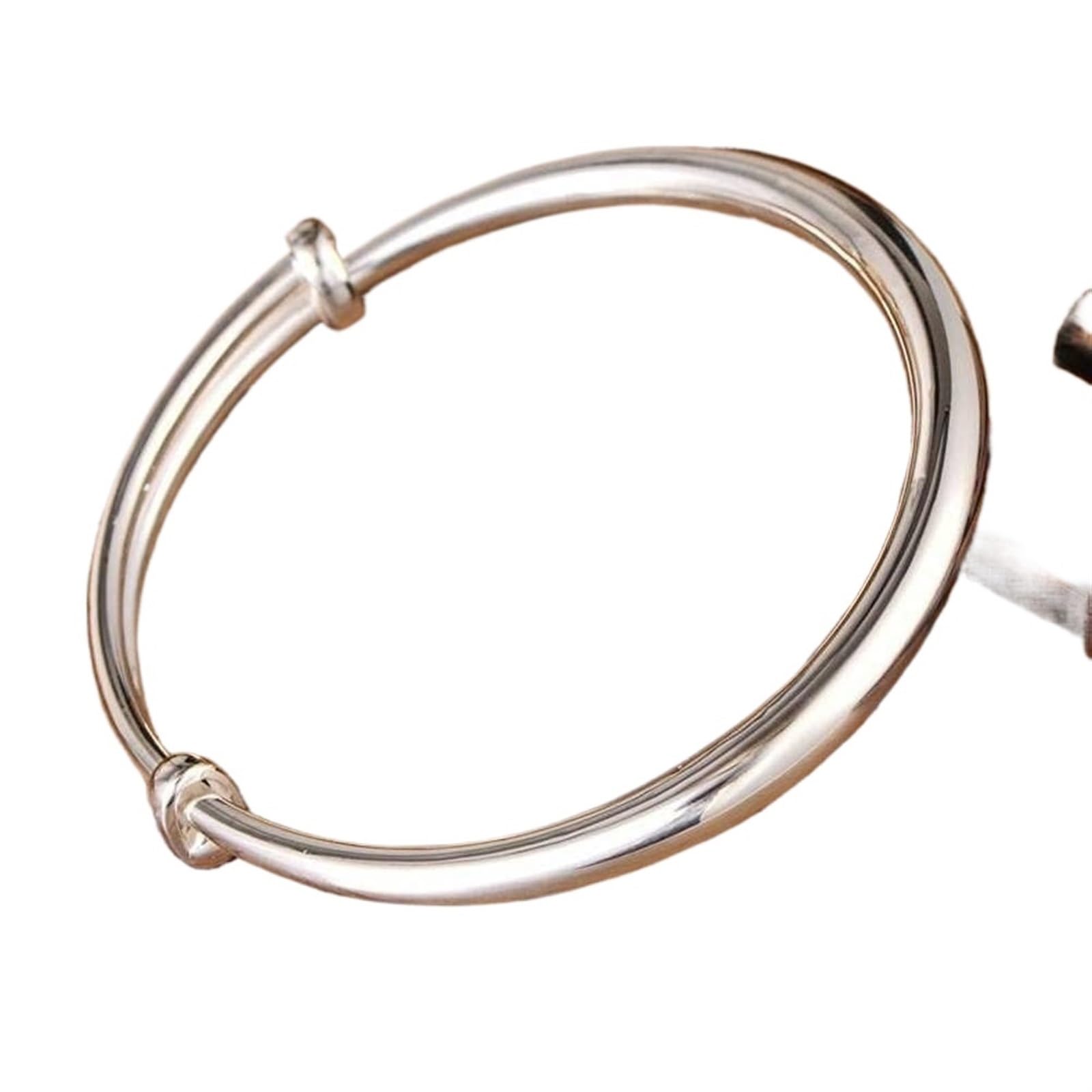 Bracciale in Argento, Bracciale Rigido alla Moda, Bracciale retrò S999 Bracciale in Argento Sterling Piede Push-Pull Semplice lucentezza Gioielli Classici Unisex 25g