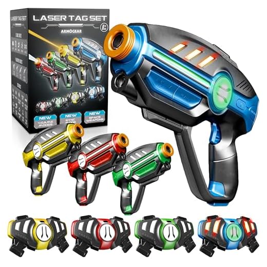 Laser Tag Set for Kids, Teens & Adults - 4 Blasters + 4 Vest Sensors with 4 Multi-Game Modes - Fun Ideas Age 8+ Year Old Toys - Lazer Teen Boy Games - Boys & Girls Outdoor Teenage Group Activities