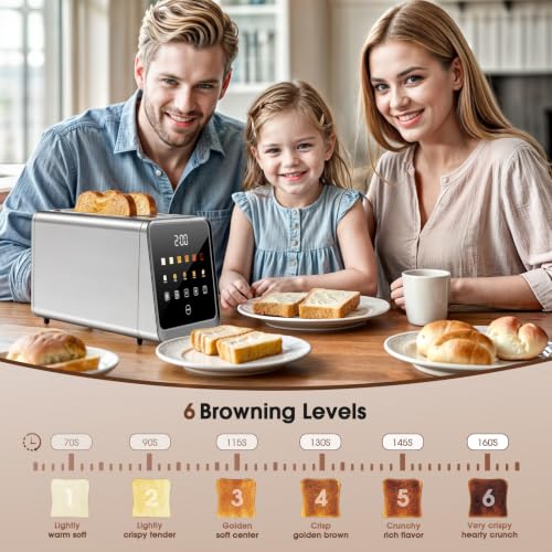 Toaster 2 Slice, Smart Touch Screen, 1.5-In Wide Slots, Digital Timer, 900W - Image 3