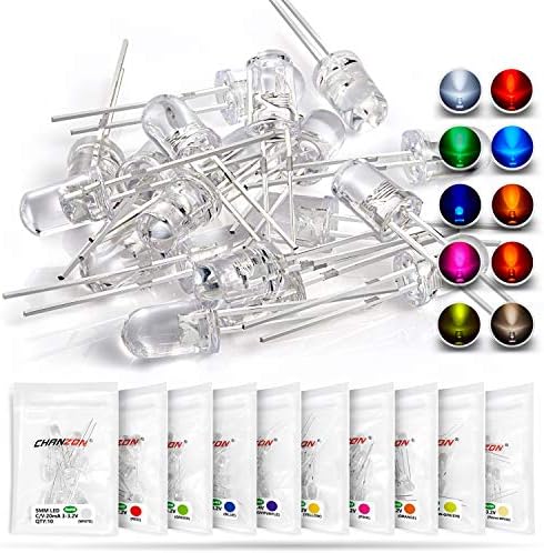 CHANZON 10 Colors 5mm LED Lamp Lights Assortment Emitting Diodes 100pcs