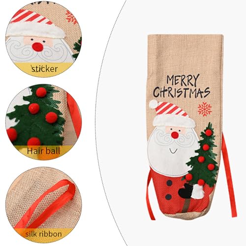 Saco Navideño de Papá Noel para vestir tus botellas de vino en las cenas en familia 6