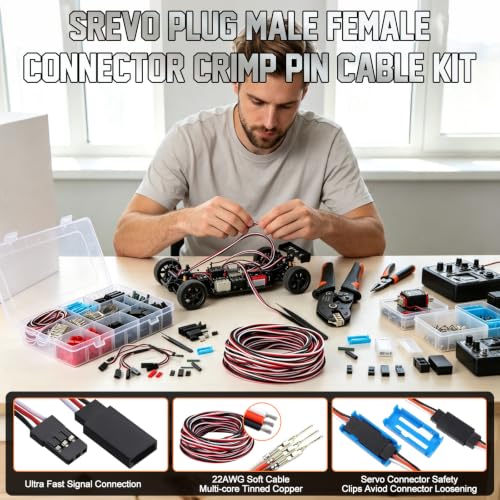 Crimpzange Servo-Stecker Kit, 577PCS 2/3 Pin JST-SYP/Servo Stecker mit 4 PCS RC Servokabel, Crimpzange Set für AWG 23-16 (0,25–1,5 mm²)… – Ansicht 3