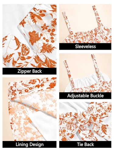 Image of Wenrine Womens Floral Mini Dress Spaghetti Strap Sleeveless Tie Back Ruffle Summer Tiered Dresses