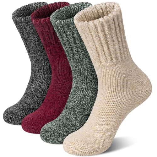 Image of iCamter 4 Pairs Womens Wool Socks - Soft, Thick, Warm Thermal Boot Winter Socks for Gifts