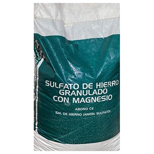 Sulfato de Hierro granulado con magnesio 25 Kilos. Sal de Hierro. Abono de Fondo Utilizado para Tratar Las clorosis férricas o amarillamiento de Las Plantas.
