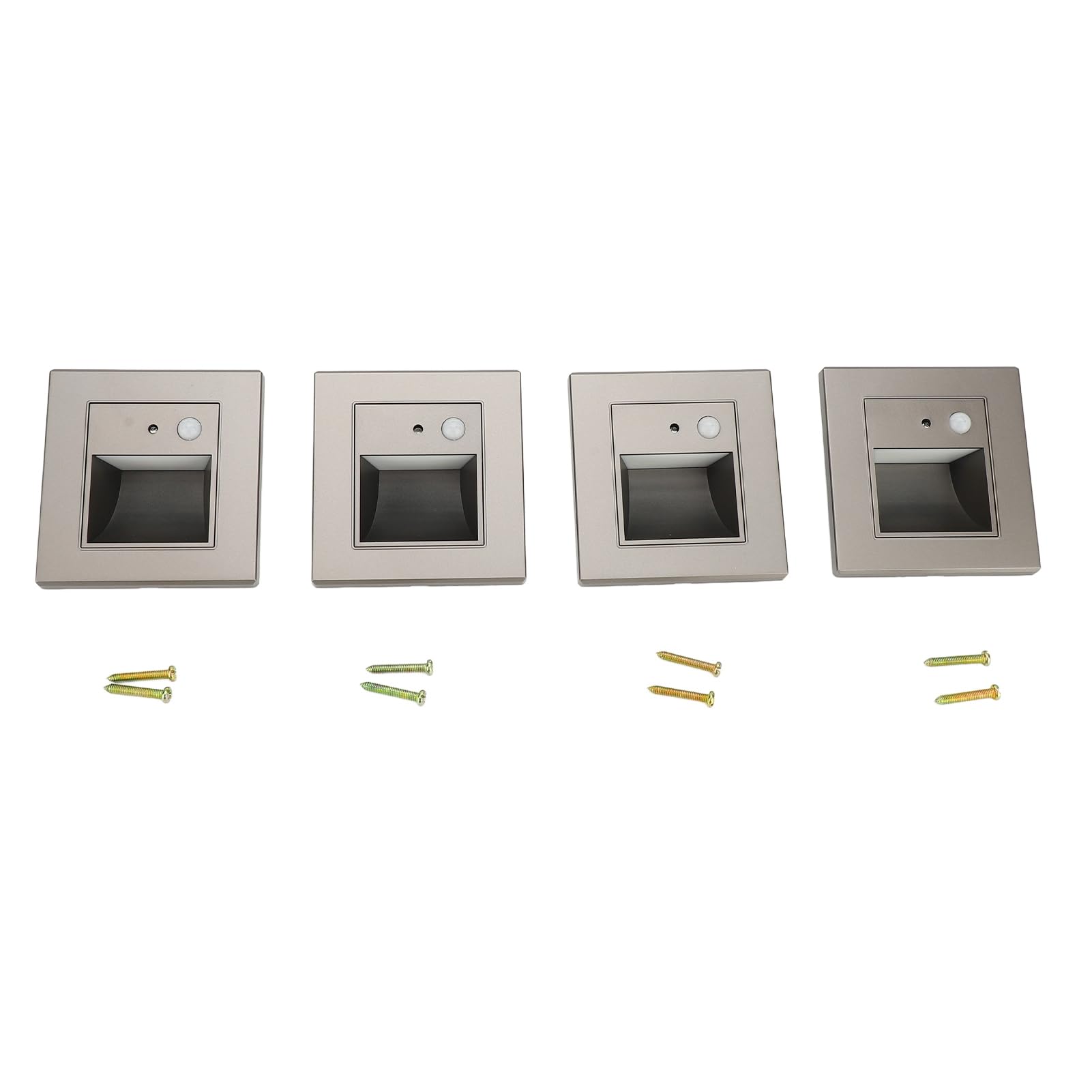 Cryfokt Stufenlichter mit Bewegungsmelder, 4 Stück, Intelligentes Induktions-Nachtlicht für Schlafzimmer, Treppen, Flur, 110–240 V, Warmweißes PC-Material (hellgrau)