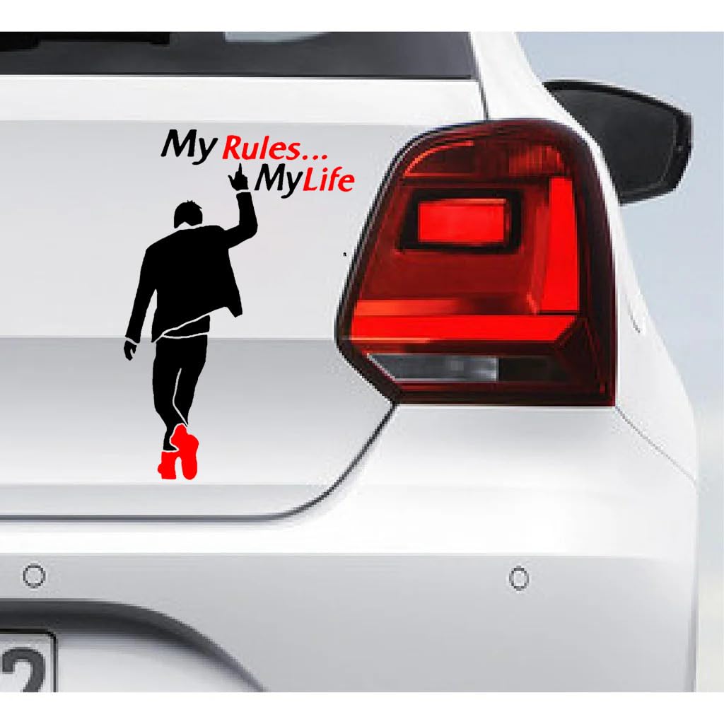 My Rules My Life car Stickers Exterior Animal Graphics Sticker Family Wall Window Car Bike Sticker, Self-Adhesive, Waterproof Decal Vinyl for Car Sides Hoods Bumper Rear