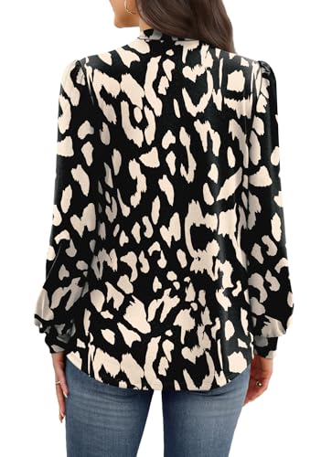 Image of WIHOLL Long Sleeve Shirts for Women Mock Neck Tops Pleated Front Blouses Dressy Casual Spring Fall Clothes 2026 Fashion