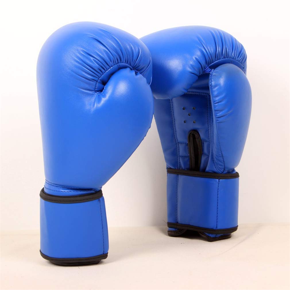 Guanti Pugilato Guanti in Pelle MMA Tailandese Sparring di punzonatura Guanti di Pelle Infuso Gel di Formazione per Sparring Bende Sparring Guanti per Punch Bag,Blu