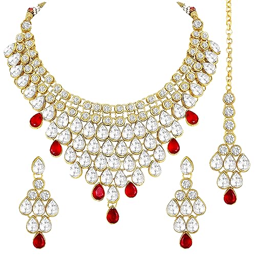 Image of Peora Ethnic Traditional Kundan Bridal Jewellery Set Gift for Women