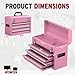 Kieperi 3 Drawers small Tool Box,Portable 3 Drawer Steel Tool Box with Locking System toolbox organization with Liner for Tools Storage (Pink)