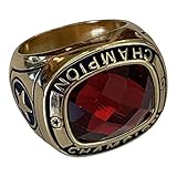 Express Medals Champion Red MVP All Star Trophy Ring with Award Display Stand Case and Neck Display Ball Style Chain 11