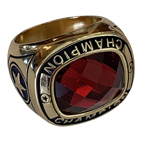 Express Medals Champion Red MVP All Star Trophy Ring with Award Display Stand Case and Neck Display Ball Style Chain 11