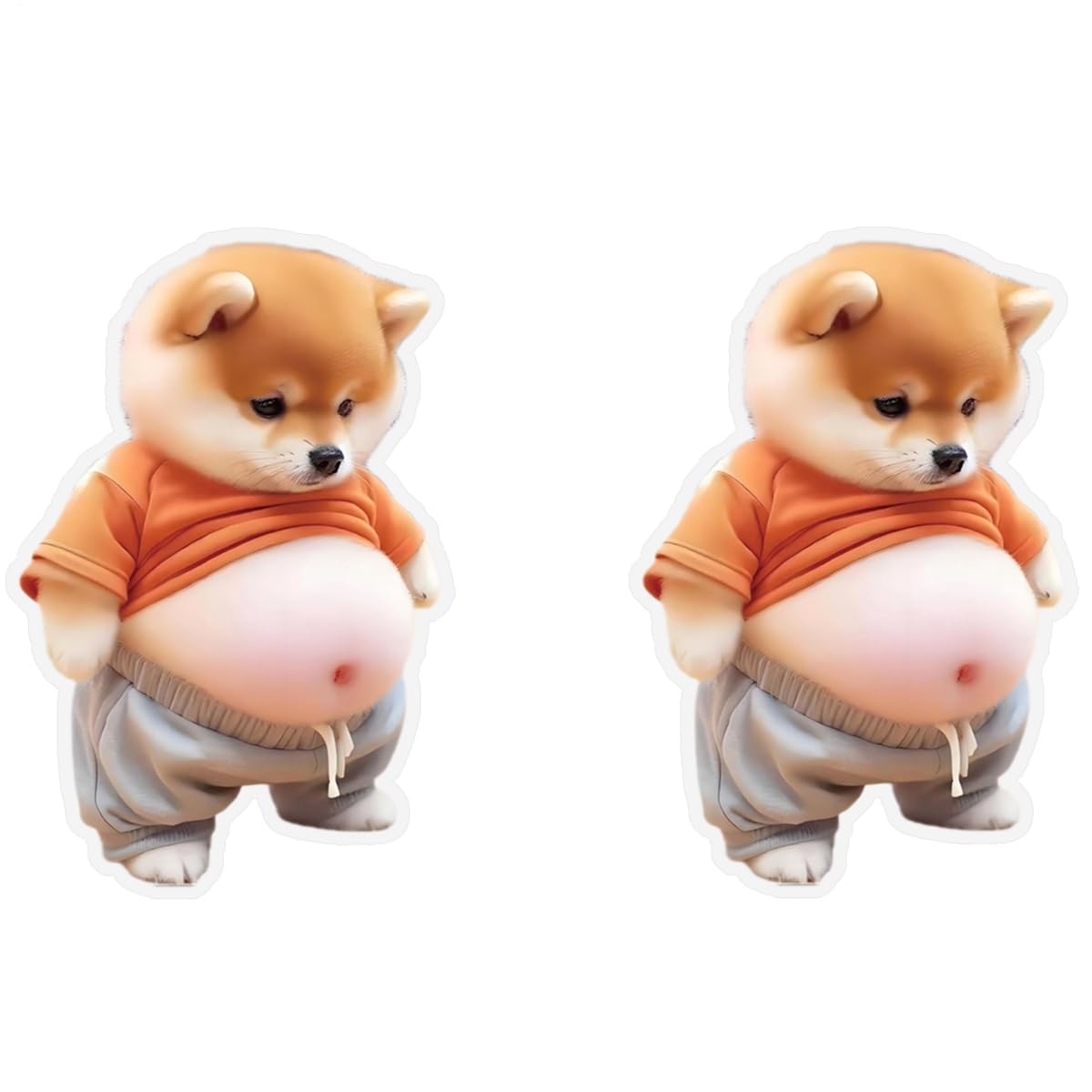 Amazon.co.jp: 2個 犬 シール マシュマロシール 3D柔らかいお腹 柴犬