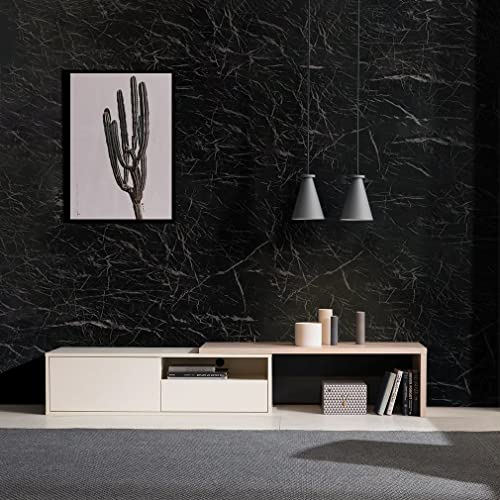 Image of NAREVAL Black Marble Wallpaper Peel and Stick Countertops Waterproof, Anti-Mold, Self-Adhesive Wall Sticker Backsplash Marble Wall Paper (Black Marble K10 60*200 Cm)