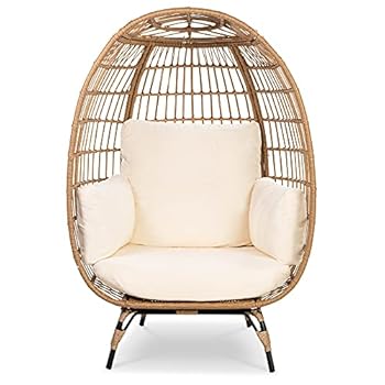 Alternative view of Best Choice Products Wicker Egg Chair, Oversized Indoor Outdoor Lounger for Patio, Backyard, Living Room w/ 4 Cushions, Steel Frame, 440lb Capacity - Ivory