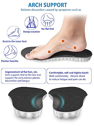 Image of 4D Cloud Insoles for Men and Women, Arch Support Insoles, Memory Foam Insoles, Shock Absorption and Cushioning Sports Shoe Insoles (Black, XS (Men 5-6 / Women 6-7)