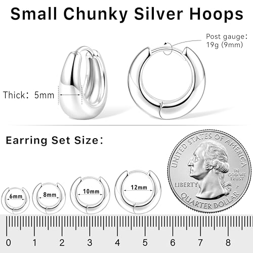 Image of Small Gold Huggie Hoop Earrings Set for Women Men Hypoallergenic 14K Plated Stack Cartilage Earrings, Sterling Silver Multiple Piercing Lightweight Mini Thin Cute Dainty Trendy Jewelry Gifts for Women
