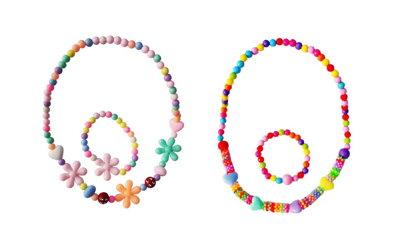 El Regalo 2 Sets Kids Girls Jewelry Sets - Kids Beads Necklace & Bracelets (Option-2) Multicolor (B09QSZB3XN) Amazon Price History, Amazon Price Tracker