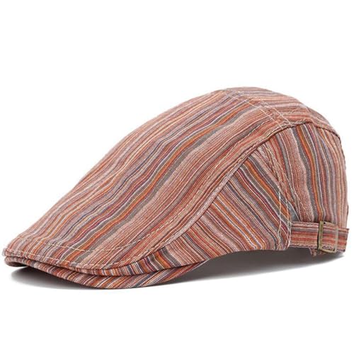 JNKET Men Women Newsboy Cap Casual Flat Cap Ivy Gatsby Cabbie Driving Hat (US, Alpha, One Size, Medium, Orange)
