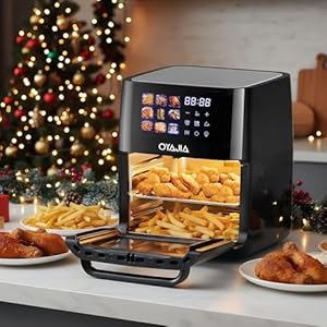 12L Family Size Air Fryer, 1800W Digital Kitchen Oven, Air Roast, Bake, Broil, Reheat, Dehydrate, Energy and Time Saver with 9 Pre-Sets for Oil Free & Low Fat
