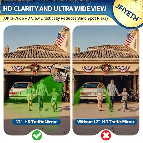 12-Inch Convex Safety Mirror– 160° Adjustable Wide Angle Acrylic Traffic Mirror for Driveway, Garage & Warehouse, Eliminate Blind Spots, Shatterproof Indoor/Outdoor with Easy Wall Mount by JFIYETH - Image 3