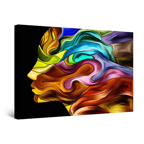 Startonight Canvas Wall Art Abstract Woman Face Colored Painting, Framed 24