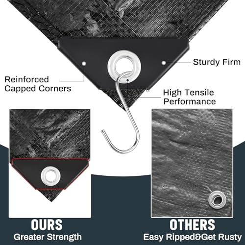 Image of 2 Pack 12 x 16 ft 5.5 Mil Large Waterproof Tarps Heavy Duty Multipurpose Protective Cover for Home Boats RVs Cars Camping Tent Patio Furniture Roof Emergency Rain Shelter, Black