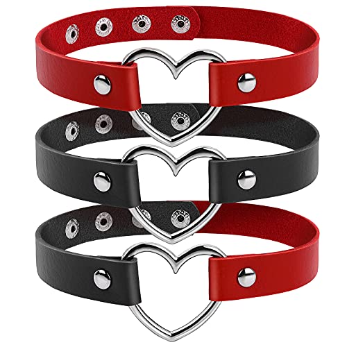 3 Stück Gothic Schmuck Leder Choker Halsband Halloween Kleidung Damen Gotischer Halsreif Mädchen Biker Gothic Halsband Ohrstecker Joker Punk Rock...