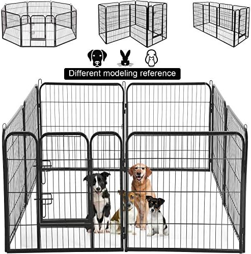 Dog Playpen 8 Panels 40 Inches Dog Pen Extra Large Indoor Outdoor Back or Front Yard Fence Cage Fencing Doggie Rabbit Cats Outside Fences with Door Dog Fence Playpen Heavy Duty Exercise Pen Dog Crate