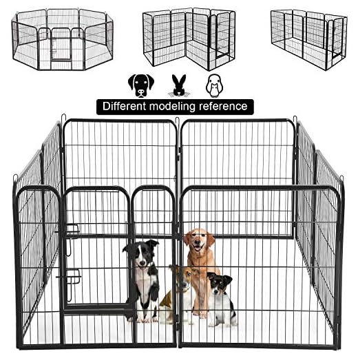 Dog Playpen 8 Panels 40 Inches Dog Pen Extra Large Indoor Outdoor Back or Front Yard Fence Cage Fencing Doggie Rabbit Cats Outside Fences with Door Dog Fence Playpen Heavy Duty Exercise Pen Dog Crate