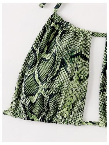 Women's Snakeskin Graphic Halter Bikini Set 2 Piece Cut Out High Cut Thong Swimsuits Beachwear3