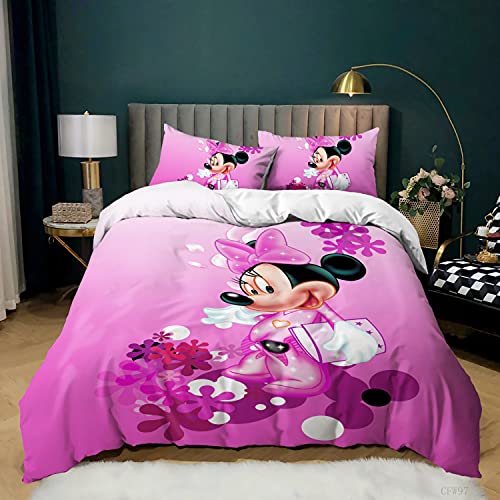 Juego De Funda Nórdica De Mickey Mouse Y Minnie con Cremallera Juego De Cama De 3 Piezas con 2 Fundas De Almohada 50x75cm (mm 01,(220x 240cm)-Cama de 150/160)