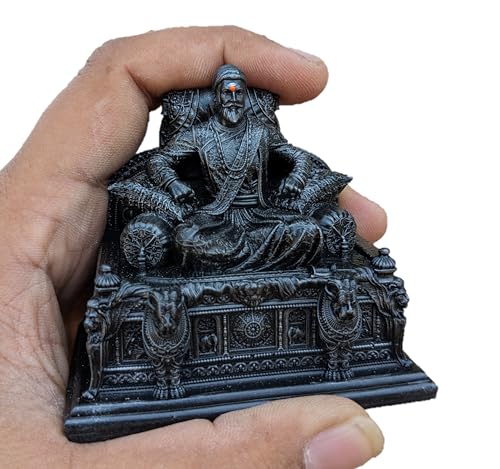 Image of Chatrapati Shivaji Maharaj Rajeshahi Statue for Car Dashboard and Home (Copper Color) (3 inch)