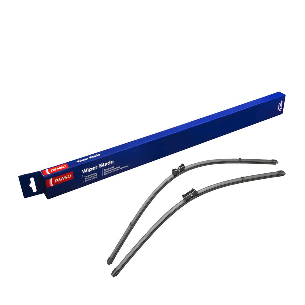 DENSO Flat Front Window Wiper Blade DF102-650/650mm - Premium All Season Replacement Wipers - Push Button Arm - LHD/RHD