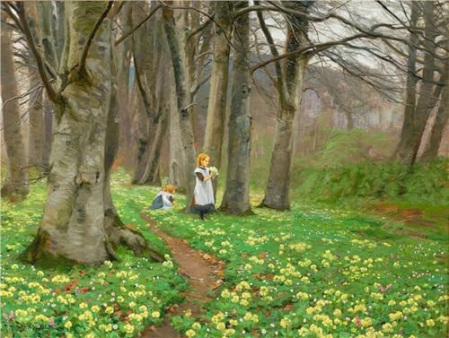 Affiche Hans Brendekilde Plukker Blomster Toile d'Art 60x90cm