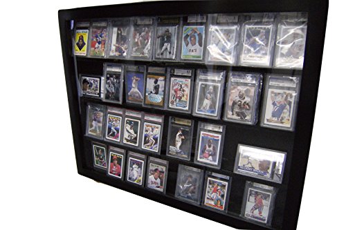 Pennzoni Sports Card Display Case, 5.5” Tall, Holds 30 Graded Sports Cards, Psa Graded Card Display Case For Sports & Playing Cards, Black #TOP20