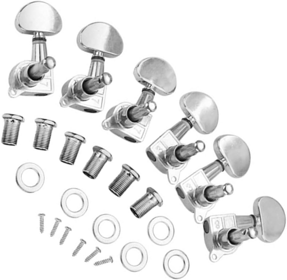 Mikinona Metal Guitar Tuning Pegs for Folk Guitar and Bass High-endurance Machine Heads for Improved String Sound and Easy Installation