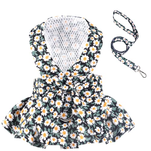 Dog Clothes For Small Dogs With Leash Set, Flowers Dog Dress With D Ring Puppy Clothes Yorkie Clothes Xs Dog Clothes For Small Dog Girl Puppy Outfits (Small, Green) #TOP4