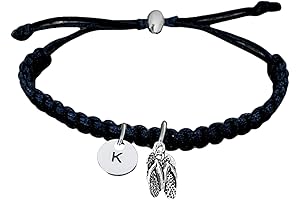 Elegant Adjustable Charm Flip Flops Bracelet with Initial Letter