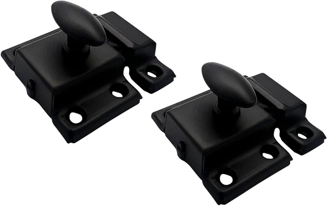 QCAA Oval Turn Cabinet Latch, for Cupboard & Other Furniture, Small, Brass Plated, 8 Pack