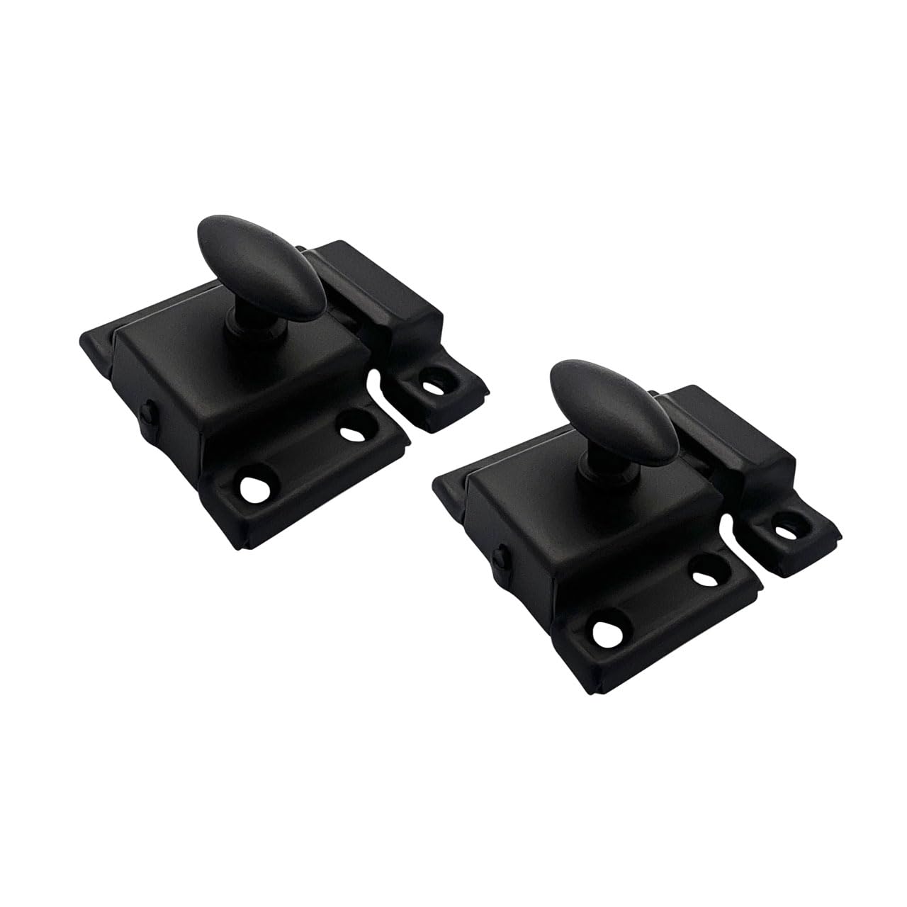 QCAA Oval Turn Cabinet Latch, for Cupboard & Other Furniture, Small, Matte Black, 2 Pack, Made in Taiwan
