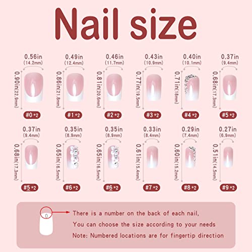 Yivaiks 24 Pcs Pink Press On Nails Short | Medium French Tip Nails Glitter Diamond Crystal Flower Glossy Fake Nails False Nails With Glue On Nails Design Full Cover Acrylic Nails（White French Flowers）… #TOP5