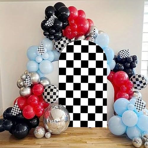 Funda Arco Decorativo Racing Negra y Blanca 6FT miniatura 2